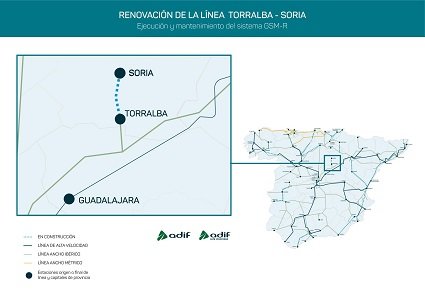 ADIF LICITA LA EJECUCIÓN Y MANTENIMIENTO DEL SISTEMA DE COMUNICACIONES MÓVILES GSM-R EN LOS TRAYECTOS TORRALBA-SORIA Y BIFURCACIÓN ARANDA-ARANDA DE DUERO